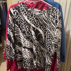 Allison Daley Black and White Animal Print Top